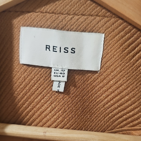 REISS Tan Blazer Wool-Blend Structured - Picture 2 of 7